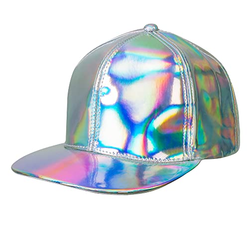 Boland 04297 - Basecap Holo, Silber, holografisch, verstellbare Größe, Cap, Kappe, Kopfbedeckung, Mütze, Rapper, Kostüm, Mottoparty, Karneval von Boland