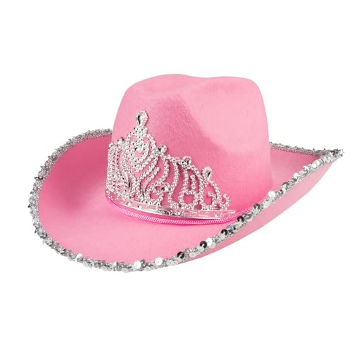Boland 04392 - Cowboy-Hut Glimmer, Rosa-Silber, mit Verzierung, Kopfbedeckung, Accessoire, Karneval, Mottoparty, Kostüm Boland 04392 - Cowboy-Hut Glimmer, Rosa-Silber, mit Verzierung, Kopfbedeckung, Accessoire, Karneval, Mottoparty, Kostüm von Boland