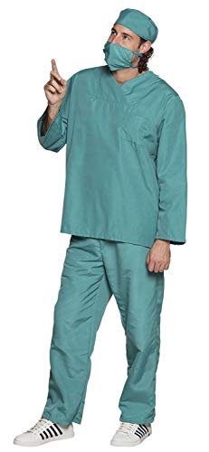 Boland 83872 - Kostüm Chirurg, Größe M/L, mit Hose, Hemd, Haube und Mundschutz, Farbe grün, Karneval, Themenparty, Mottoparty von Boland