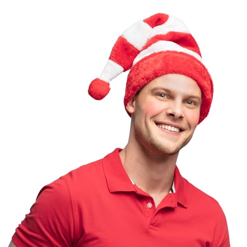 Boland 13304 - Weihnachtsmann Mütze aus Plüsch mit Bommel, Elfen, Weihnachtsmann, Santa Claus von Boland