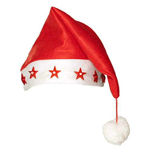 Boland 13402 - Weihnachtsmütze Santa Stars, mit blinkenden Sternen, für Damen und Herren, rot-weiße Mütze mit schwingendem Bommel am Faden, Weihnachten, Karneval, Mottoparty, Party Deko Boland 13402 - Weihnachtsmütze Santa Stars, mit blinkenden Sternen, für Damen und Herren, rot-weiße Mütze mit schwingendem Bommel am Faden, Weihnachten, Karneval, Mottoparty, Party Deko von Boland
