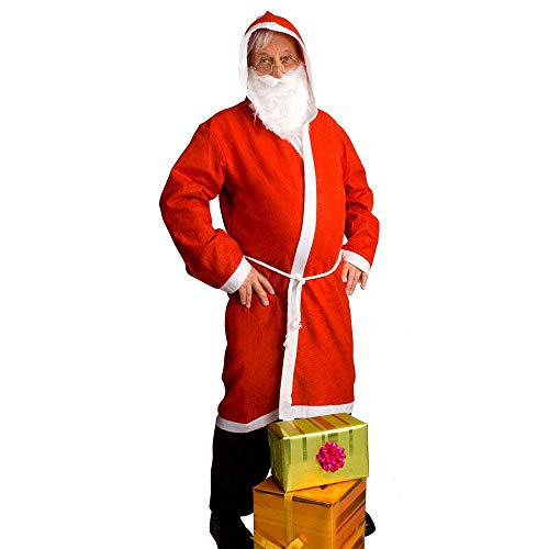 Boland 13410 - Kostüm Weihnachtsmann, roter, langer Mantel mit Kapuze und weißer Kordel, weißer Nikolausbart, für Damen und Herren, Weihnachten, Karneval, Mottoparty von Boland