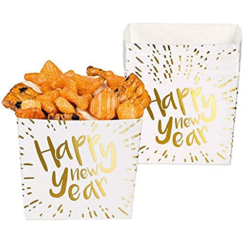 Boland 13465 - Snack-Schüsseln Happy New Year, Größe circa 7 x 7 x 7 cm, Silvester-Party, Neujahr, Jahreswechsel von Boland