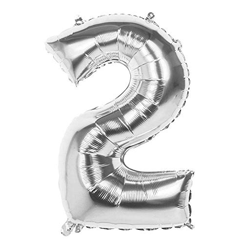 Boland - Folienballon Zahl, Silber 86 cm, Silber, Zahlenballon, Nummer, Ballon, Luft, Geburtstag, Jubiläum von Boland