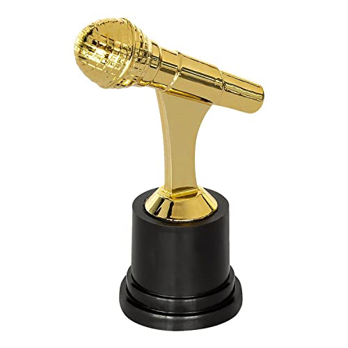 Boland 30842 - Mikrofon-Trophäe, Größe 12 cm, Gold-Schwarz, Pokal aus Kunststoff, Dekoration, Preisverleihung, Party, Superstar Boland 30842 - Mikrofon-Trophäe, Größe 12 cm, Gold-Schwarz, Pokal aus Kunststoff, Dekoration, Preisverleihung, Party, Superstar von Boland