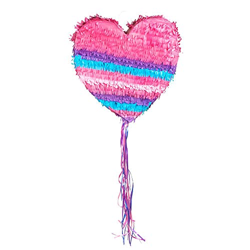 Boland 30938 - Pinata Herz, 37 x 25 cm, Zieh Pinata, Schlag Pinata, Herz ohne Befüllung, Deko, Geburtstag, Motto, Valentinstag, Liebe, Heiratsantrag, Party Spiel, Kinder, Spaß von Boland