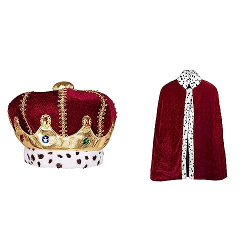 Boland 36106 - Hut Majestät, Krone für Erwachsene & 36102 - Königsmantel Majestät, 90 cm, Umhang für Kinder, Überwurf aus Plüsch, Herzog, Karneval, Fasching, Fastnacht, Mottoparty, Halloween Boland 36106 - Hut Majestät, Krone für Erwachsene & 36102 - Königsmantel Majestät, 90 cm, Umhang für Kinder, Überwurf aus Plüsch, Herzog, Karneval, Fasching, Fastnacht, Mottoparty, Halloween von Boland