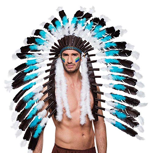 Boland 44141 - Kopfschmuck Indianer Snow Wolf, für Erwachsene, Häuptling, Stirnband, Kopfbedeckung mit Federn, Accessoire, Kostüm, Karneval, Mottoparty von Boland