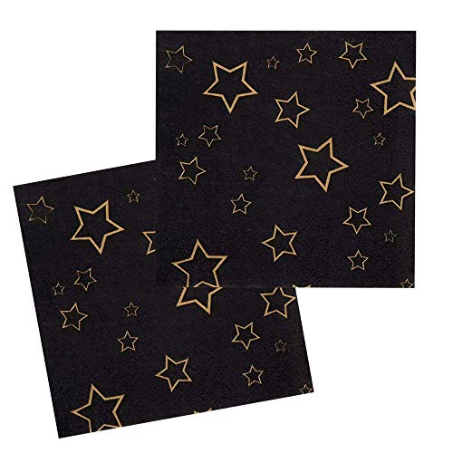 Boland 44160 - Papierservietten Sterne, 12 Stück, Größe 33 x 33 cm, Partygeschirr, Garten Party, Fingerfood, Partyzubehör, Geburtstag, Mottoparty, Karneval, Nero/Oro Boland 44160 - Papierservietten Sterne, 12 Stück, Größe 33 x 33 cm, Partygeschirr, Garten Party, Fingerfood, Partyzubehör, Geburtstag, Mottoparty, Karneval, Nero/Oro von Boland