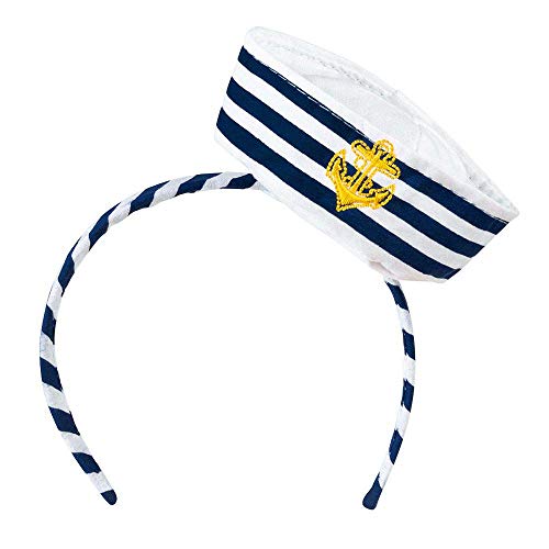 Boland 44356 - Tiara Navy Sailor mit Mütze, Haarreif, Matrose, Seemann, Seefahrer, Marine, Accessoire, Haarreif, Kopfbedeckung, Kostüm, Mottoparty, Karneval von Boland
