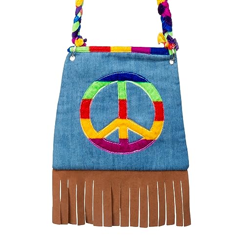 Boland 44519 - Handtasche Peace, Umhängetasche, Hippie, Flower Power, Accessoire, 60er Jahre, Motto Party, Karneval von Boland