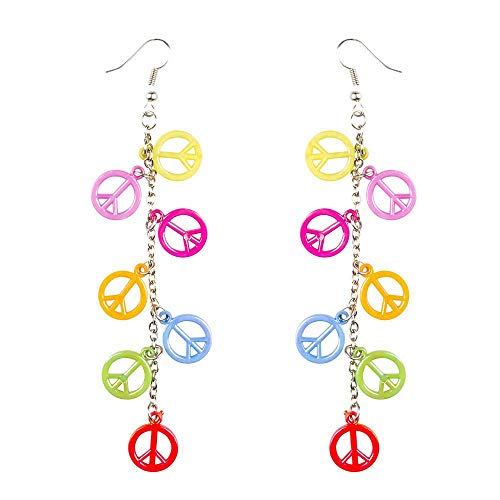 Boland 44525 - Peace Ohrringe für Hippie Kostüme, farbenfrohe Ohrhänger mit Friedenszeichen, Modeschmuck für Faschingskostüme, JGA Boland 44525 - Peace Ohrringe für Hippie Kostüme, farbenfrohe Ohrhänger mit Friedenszeichen, Modeschmuck für Faschingskostüme, JGA von Boland