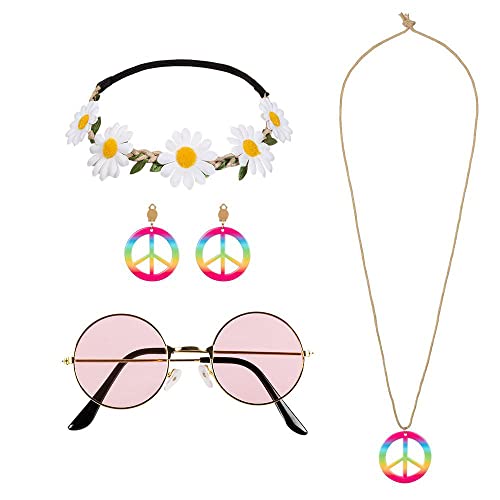 Boland 44551 - Kostüm-Set Hippie Deluxe, Stirnband, Party-Brille, Ohrringe und Halskette, Flower-Power, 70er, Karneval, Mottoparty Boland 44551 - Kostüm-Set Hippie Deluxe, Stirnband, Party-Brille, Ohrringe und Halskette, Flower-Power, 70er, Karneval, Mottoparty von Boland