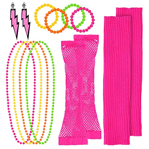 Boland 44611 - 80s set for costumes, accessories for carnival, costume set, gauntlets, net gloves, bracelets, earrings and necklace, theme party, JGA von Boland
