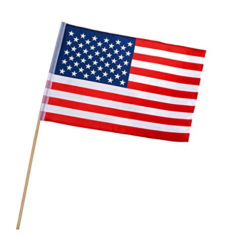 Boland 44954 - Fahne Amerika, Größe 30 x 45 cm, Länge Holzstab 60 cm, Polyester, USA, Vereinigte Staaten, Flagge, Banner, Dekoration, Geburtstag, Motto, Party, Karneval, Halloween von Boland