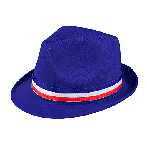 Boland 44964 - Hut Frankreich, 1 Stück, Einheitsgröße, blauer Filzhut mit Band, französische Nationalfarben blau-weiß-rot, Kappe, Mütze, Chapeau, Fußball, Weltmeister, Accessoire, Karneval, Fan von Boland