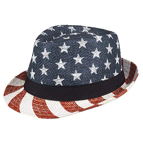 Boland 44966 - Hut USA, Kopfbedeckung Amerika, Sterne, Streifen, Fedora, Kopfbedeckung, Reise, Uncle Sam, Kostüm, Karneval, Mottoparty von Boland
