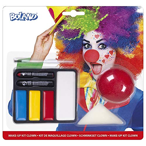 Boland 45064 - Schminkset Clown, mehrteiliges Make-Up Set für Karneval oder Halloween, Schminke für Faschingskostüme von Boland