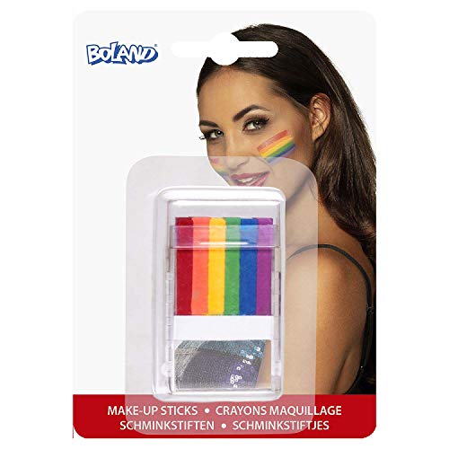 Boland 45065 - Schminkstift Regenbogen 6-in-1, mehrfarbiges Make-Up mit Applikator, Make-Up Sticks, Schminke, Christopher Street Day, Kostüm, Karneval, Mottoparty, Kinderschminken, Geburtstag Boland 45065 - Schminkstift Regenbogen 6-in-1, mehrfarbiges Make-Up mit Applikator, Make-Up Sticks, Schminke, Christopher Street Day, Kostüm, Karneval, Mottoparty, Kinderschminken, Geburtstag von Boland