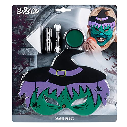 Boland 45079 - Schminkset Kleine Hexe, 1 Augenmaske aus EVA, 1 Fettschminke, 1 Schminkstift, 1 Schwamm, 1 Applikator, Schminke, Set, Make-Up, Drache, Hexe, Halloween, Karneval, Mottoparty Boland 45079 - Schminkset Kleine Hexe, 1 Augenmaske aus EVA, 1 Fettschminke, 1 Schminkstift, 1 Schwamm, 1 Applikator, Schminke, Set, Make-Up, Drache, Hexe, Halloween, Karneval, Mottoparty von Boland