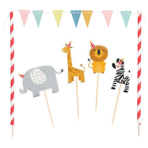 Boland 50216 - Kuchen Dekoration Safari, Tiere, Torte, Geschenk, Geburtstag, Kindertag, Elefant, Zebra, Giraffe, Löwe von Boland