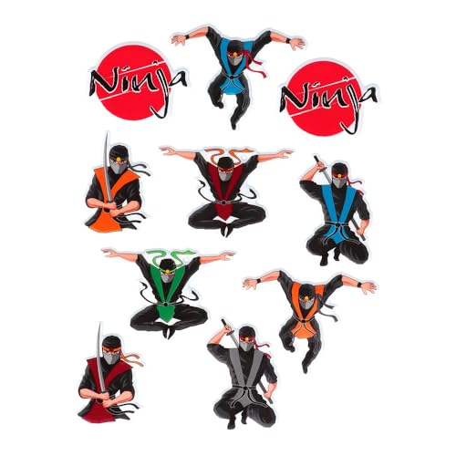 Boland 50419 - 3D Sticker Set Ninja, 4 Bogen a 10 Aufkleber für Stickeralbum, Dekoration, Geschenk von Boland