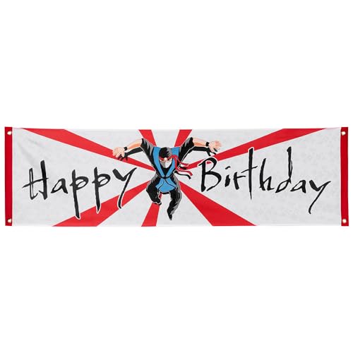Boland 50422 - Happy Birthday Banner Ninja aus Polyester, Dekoration, Mottoparty, Hängedekoration von Boland