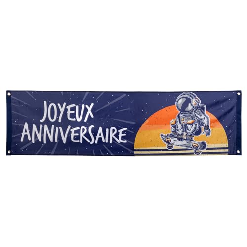 Boland 50526 - Banner Weltraum Joyeux Anniversaire aus Polyester, Dekoration, Mottoparty, Hängedekoration Boland 50526 - Banner Weltraum Joyeux Anniversaire aus Polyester, Dekoration, Mottoparty, Hängedekoration von Boland