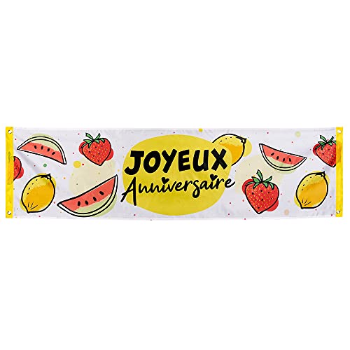 Boland 52069 - Banner aus Polyester Joyeux Anniversaire, Happy Birthday Obst, 50 x 180 cm, Partydekoration, Dekoration für Geburtstag, Geburtstagsdeko Boland 52069 - Banner aus Polyester Joyeux Anniversaire, Happy Birthday Obst, 50 x 180 cm, Partydekoration, Dekoration für Geburtstag, Geburtstagsdeko von Boland