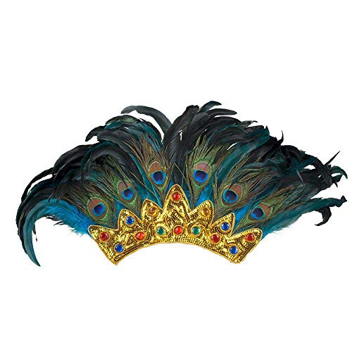 Boland 52111 - Kopfschmuck Pfau mit Federn und Schmucksteinen, Zubehör für Faschingskostüme, Haarreif mit Krone für Karneval und Mottoparty von Boland