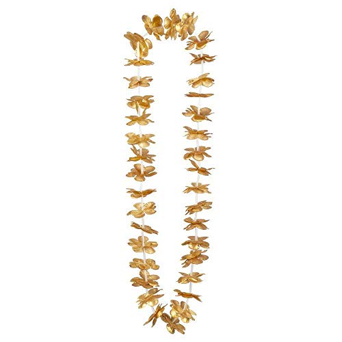 Boland 52208 - Hawaiiketten, 20 Stück, gold, Blumenketten, Halskette, Halsschmuck, Accessoire, Beach Party, Partydekoration, Mottoparty, Karneval von Boland