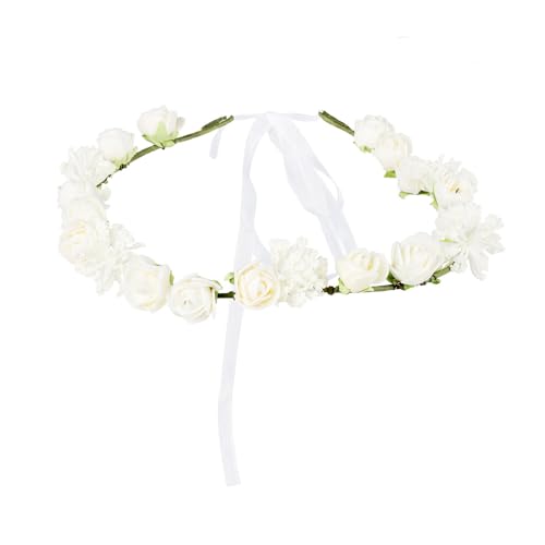 Boland 52222 - Stirnband Ibiza, Blumengirlande, Weiß, One Size, Accessoire, Tropical, Sommer, Mottoparty, Garten Party, Beach Party von Boland