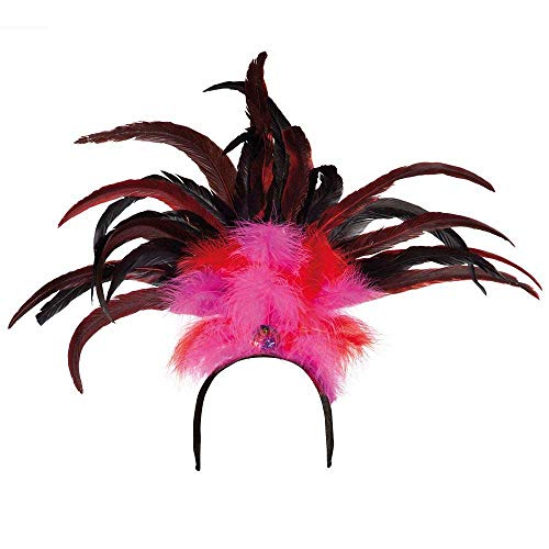 Boland 52283 - Haarreif Rio mit Federn, Einheitsgröße, pink/rot Boland 52283 - Haarreif Rio mit Federn, Einheitsgröße, pink/rot von Boland