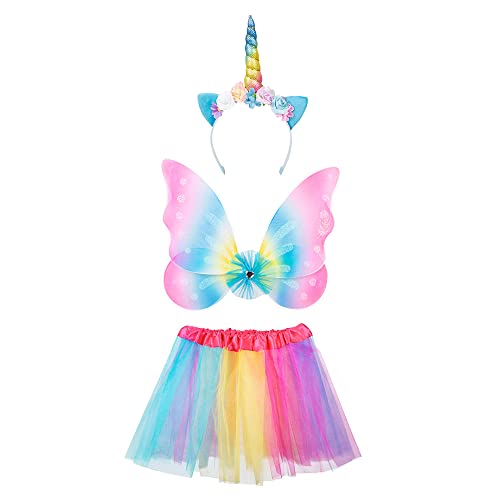Boland 52874 - Kostümset Einhorn Fee, Einheitsgröße für Kinder, Tüll Rock, Feenflügel, Haarreif mit Ohren, Horn, Blumen, Regenbogenfarben, Tütü, Mottoparty, Karneval Boland 52874 - Kostümset Einhorn Fee, Einheitsgröße für Kinder, Tüll Rock, Feenflügel, Haarreif mit Ohren, Horn, Blumen, Regenbogenfarben, Tütü, Mottoparty, Karneval von Boland