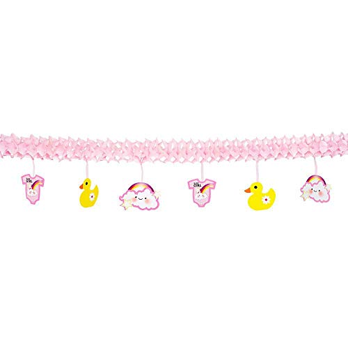 Boland 53202 - Papiergirlande Baby Girl, Länge 4 m, Strampler, Enten, Regenbogenwolke, Hängedekoration, Mädchen, Geburt, Baby Party, Mottoparty Boland 53202 - Papiergirlande Baby Girl, Länge 4 m, Strampler, Enten, Regenbogenwolke, Hängedekoration, Mädchen, Geburt, Baby Party, Mottoparty von Boland