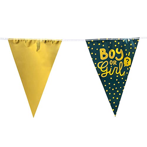 Boland 53250 - Wimpelkette Boy or Girl, Länge 6 Meter, Gold-Schwarz, Fahnen-Girlande, Geburt, Baby-Party, Hänge-Deko, Dekoration Boland 53250 - Wimpelkette Boy or Girl, Länge 6 Meter, Gold-Schwarz, Fahnen-Girlande, Geburt, Baby-Party, Hänge-Deko, Dekoration von Boland
