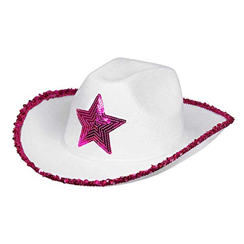 Boland 54376 - Hut Rodeo Star, pink-weiß, für Erwachsene, Cowboyhut mit Pailletten, Cowgirl, Karneval, Fasching, Fastnacht, Halloween, Mottoparty Boland 54376 - Hut Rodeo Star, pink-weiß, für Erwachsene, Cowboyhut mit Pailletten, Cowgirl, Karneval, Fasching, Fastnacht, Halloween, Mottoparty von Boland