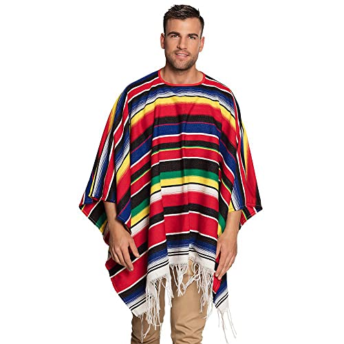 Boland 54420 - Poncho Diego, Größe 140 x 155 cm, Mehrfarbig, Überwurf, Mexiko, Mexikaner, Kostüm, Karneval, Mottoparty von Boland
