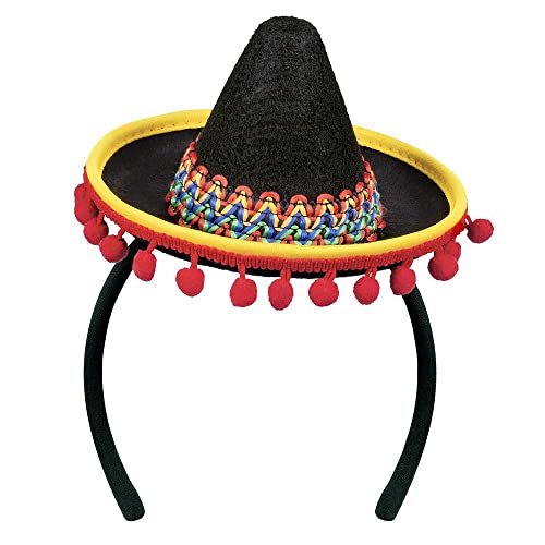 Boland 54423 - Haarreif Sombrero, Kopfschmuck, Hut, Minihut mit Pompons, Mexiko, Kostüm, Verkleidung, Mottoparty, Karneval von Boland
