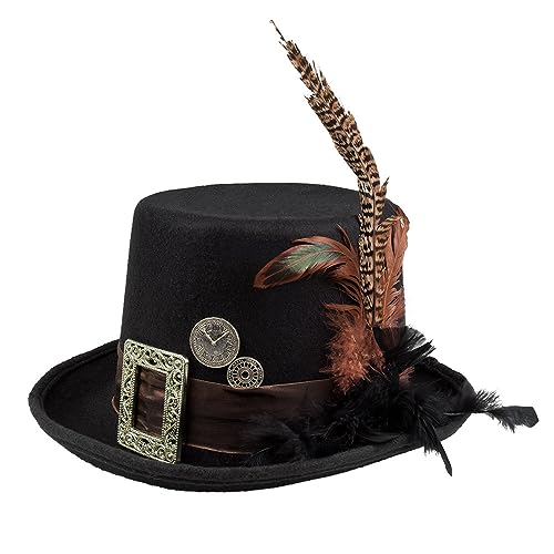 Boland 54501 - Hut Plumepunk mit Zahnrädern, Schwarz, Steampunk, Zylinder, Kopfbedeckung, Accessoire, Kostüm, Mottoparty, Karneval, Halloween Boland 54501 - Hut Plumepunk mit Zahnrädern, Schwarz, Steampunk, Zylinder, Kopfbedeckung, Accessoire, Kostüm, Mottoparty, Karneval, Halloween von Boland