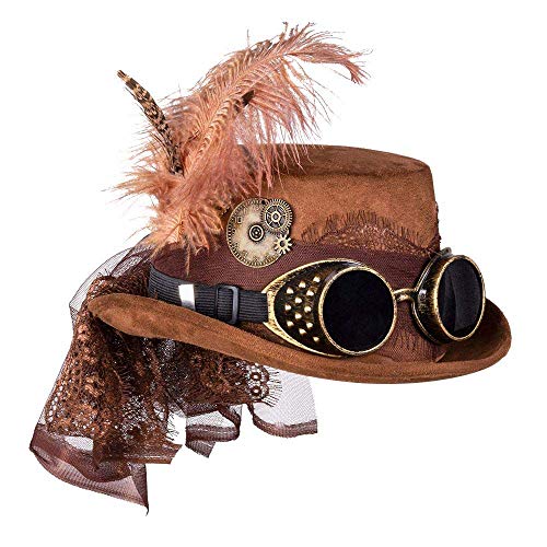 Boland 54562 - Hut Space Punk Deluxe mit Brille, Steampunk Mütze, Kopfbedeckung, Kostüm Zubehör für Karneval, Mottoparty oder JGA von Boland