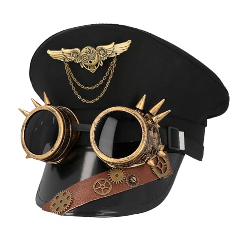 Boland 54581 - Steampunk Piloten Hut mit Partybrille, Kopfbedeckung für Erwachsene, Festival, Karneval, Mottoparty und Cosplay von Boland