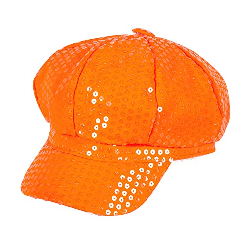Boland 61773 - Pailletten-Mütze Spangles, Einheitsgröße, Neon-Orange, Kopfbedeckung, Hut, Kostüm, Karneval, Mottoparty von Boland