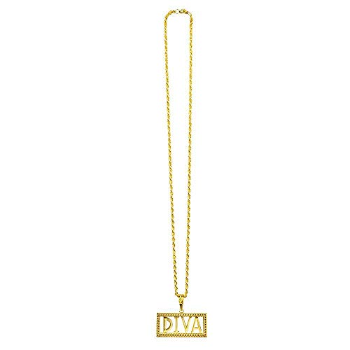 Boland 64307 - Halskette Diva, goldfarben, Anhänger mit Aufschrift, Party-Accessoire von Boland