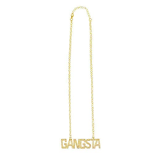 Boland 64335 - Halskette Gangsta, 1 Stück, Einheitsgröße, Wort an einer goldenen Kette, Modeschmuck, Verkleidung, Accessoire, Kostüm, Karneval, Hip Hop, Mottoparty von Boland