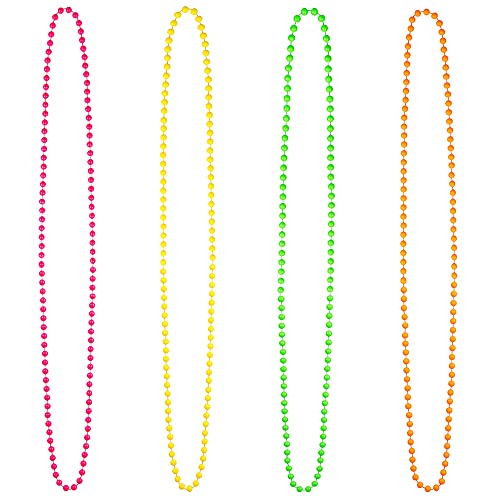 Boland 64340 - Halsketten Set Neon, 4 Stück, Perlenketten, Halsband, Bad Taste Party, Schmuck, Accessoire, Mottoparty, 80er Jahre, Karneval von Boland