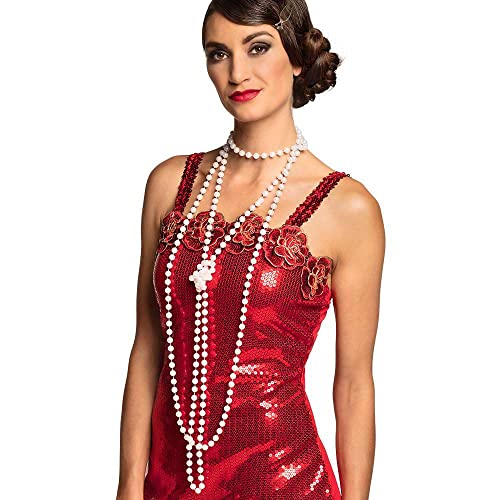 Boland 64342 - Halsketten Flapper, Weiß, 2 Stück, Länge 83 cm, Perlenketten, 20er-Jahre-Outfit, Accessoire, Kostüm, Karneval, Mottoparty von Boland