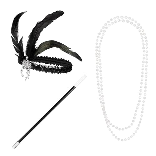 Boland 64347 - 20er Jahre Set für Kostüme, Zubehör für Karneval, Kostüm-Set, Stirnband, Halter und Halskette, Mottoparty, JGA Boland 64347 - 20er Jahre Set für Kostüme, Zubehör für Karneval, Kostüm-Set, Stirnband, Halter und Halskette, Mottoparty, JGA von Boland