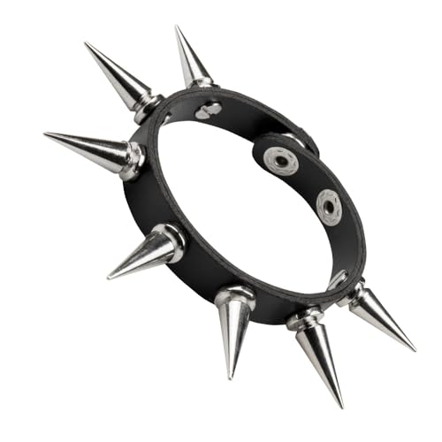 Boland 64461 - Armband Spike de Luxe, Armreif mit spitzen Nieten, Lederimitat, verstellbare Größe, Punk, Rocker, 80er, Kostüm, Karneval, Mottoparty, Halloween von Boland