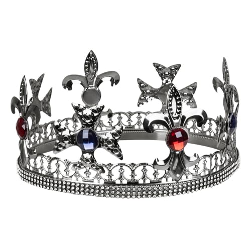 Boland 64555 - Krone Royal King, silber, für Erwachsene, Kopfschmuck für König, Majestät, Herzog, Karneval, Fasching, Fastnacht, Mottoparty, Halloween von Boland